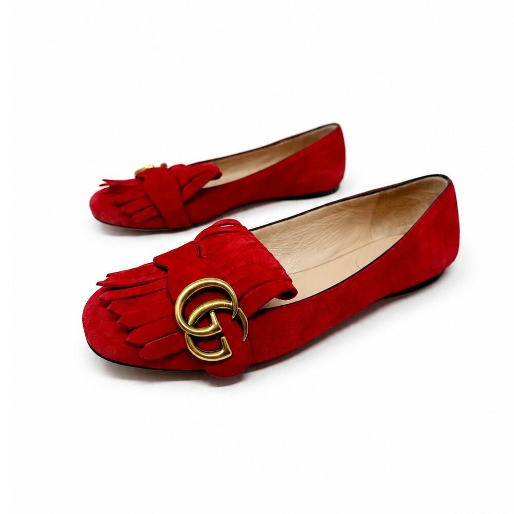 Gucci GG Marmont Fringe Loafer Slip On Flats Womens Size EU 36